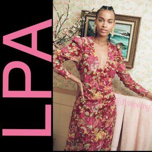 LPA Floral Midi Dress - Pink and Yellow BNWT